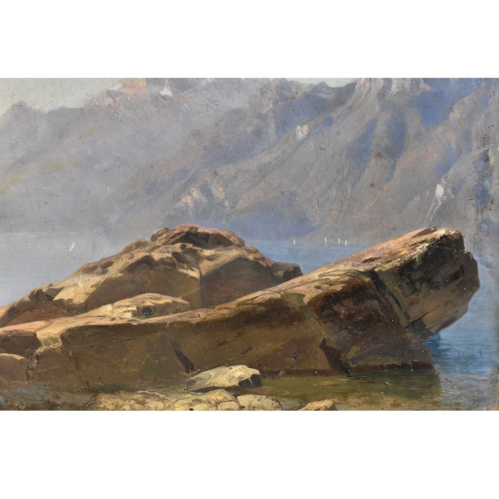 a1QP405 antique landscape painting mountain landscape painting XIX century.jpg